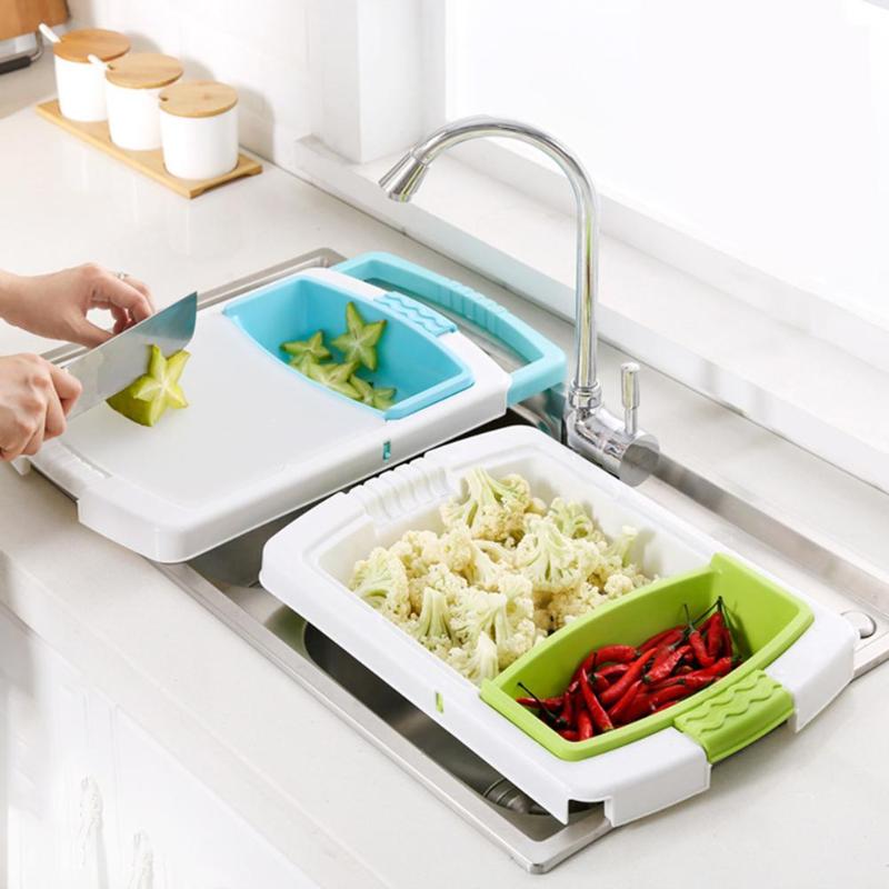 Multifunction Kitchen Chopping Blocks Sinks Drain Basket Cutting Board Vegetable Meat Tools Kitchen Accessories